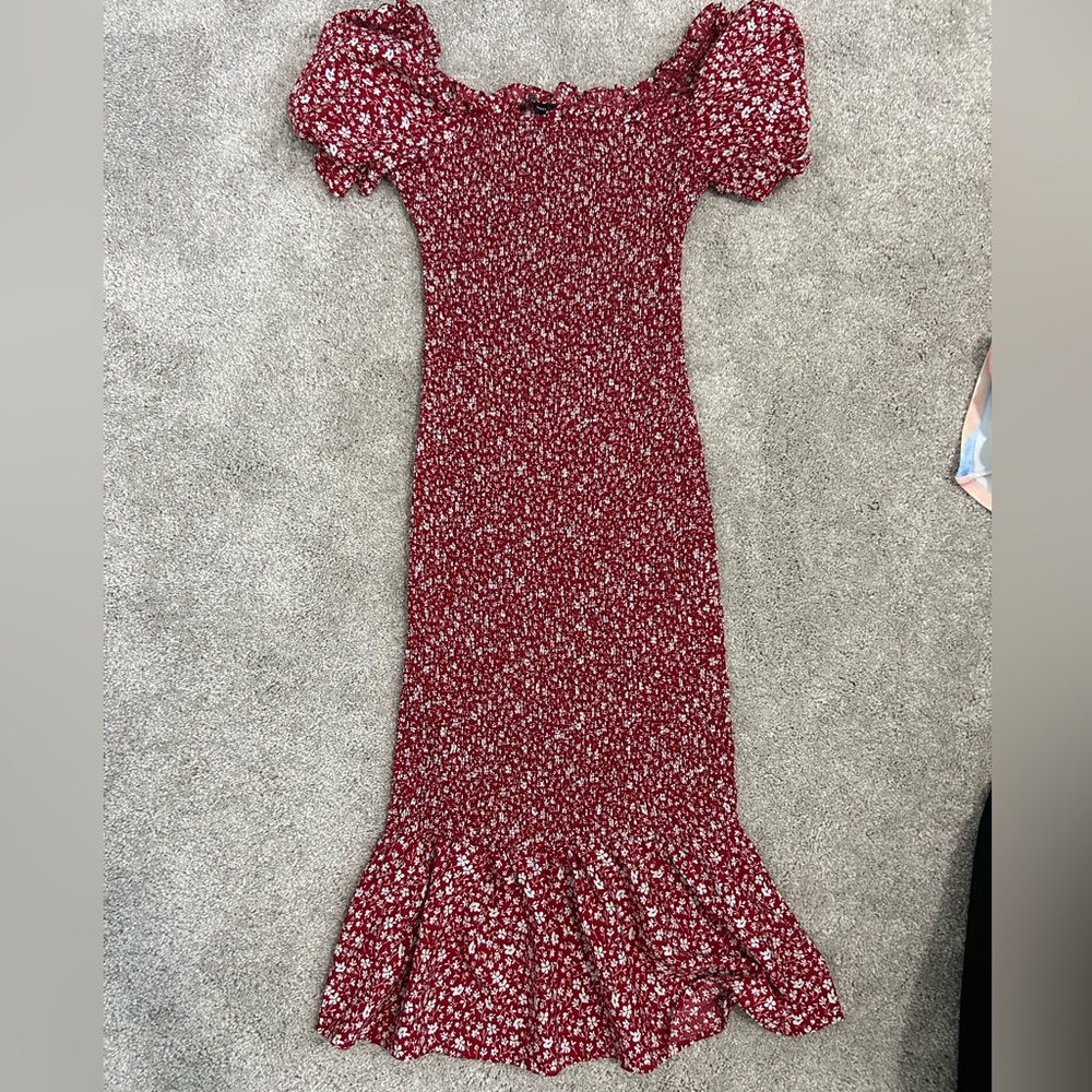 Floral Red Midi Dress
